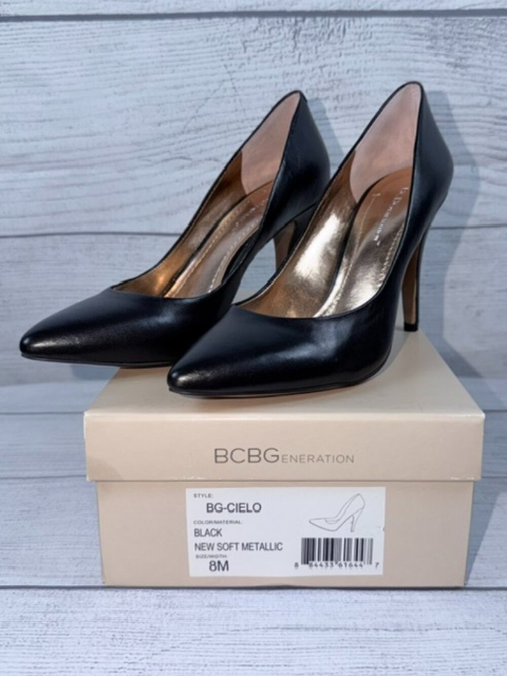 🖤 BCBGeneration Cielo Black Leather Pointed Toe Pumps Heels Size 8M